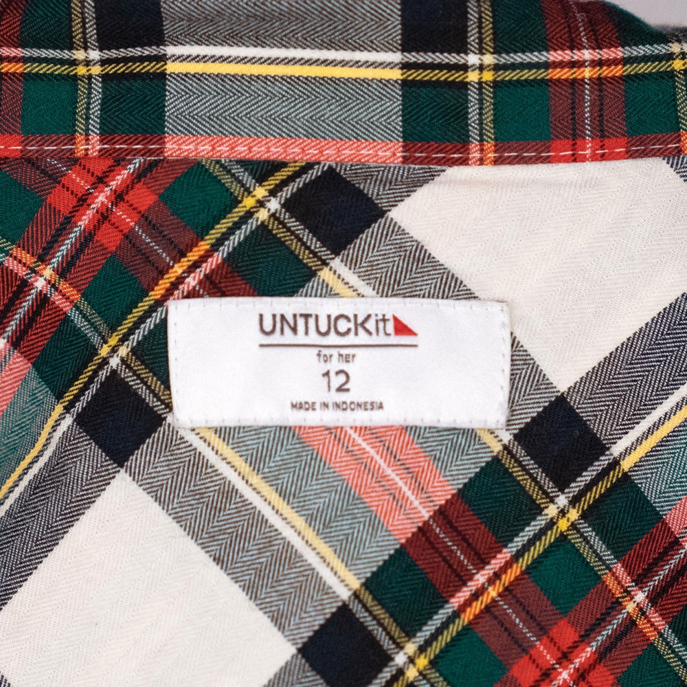 UNTUCKit Women's Molly Shirt SZ12 Plaid 100% Cotton Flannel Holiday Cabin Casual